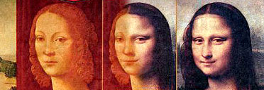 Bild Zeitung photomontage of Lorenzo di Credi's portrait of Caterina Sforza and Leonardo da Vinci's Mona Lisa